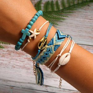 6 Pieces Puka Shell Friendship Charm Bracelet