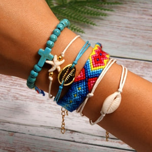 6 Pieces Puka Shell Friendship Charm Bracelet