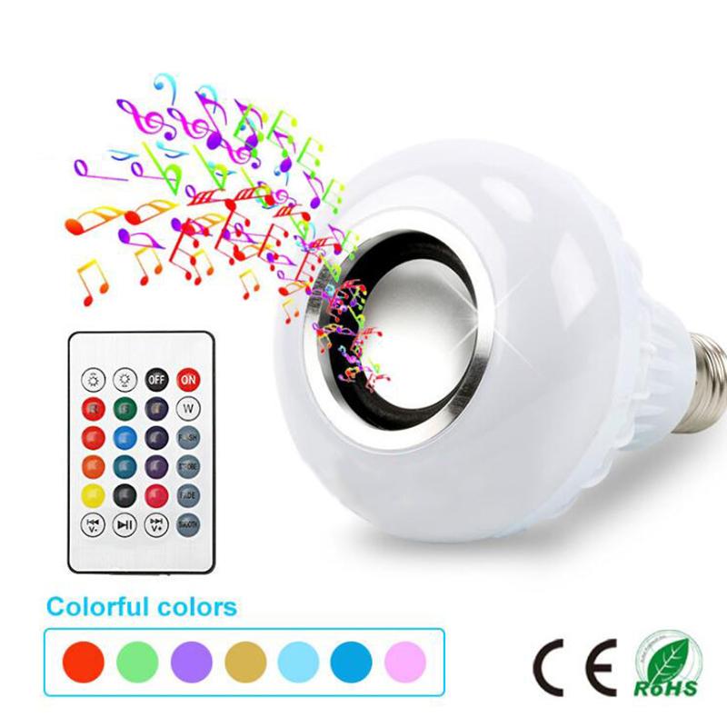 Bluetooth Speaker LED Bulb Light with 24 Keys Remote Control