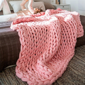 Chunky Knitted Handmade Soft Blanket - Warm Winter Throw