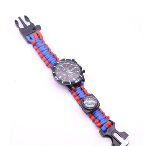 Military Paracord Survival 6 In 1: Watch/Compass/Whistle/Buckle/Rope/Fire