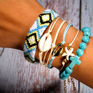 6 Pieces Puka Shell Friendship Charm Bracelet