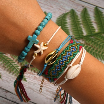 6 Pieces Puka Shell Friendship Charm Bracelet