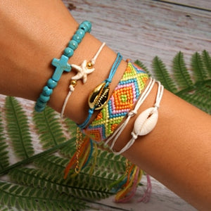 6 Pieces Puka Shell Friendship Charm Bracelet