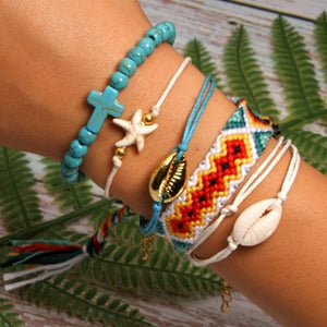 6 Pieces Puka Shell Friendship Charm Bracelet