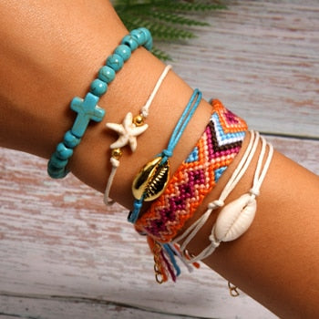 6 Pieces Puka Shell Friendship Charm Bracelet