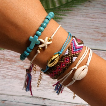 6 Pieces Puka Shell Friendship Charm Bracelet