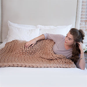 Chunky Knitted Handmade Soft Blanket - Warm Winter Throw