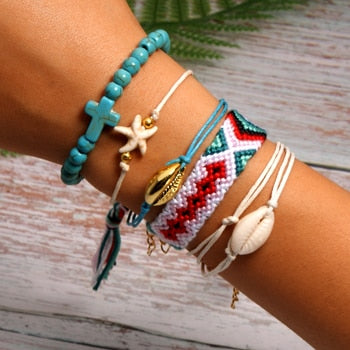 6 Pieces Puka Shell Friendship Charm Bracelet