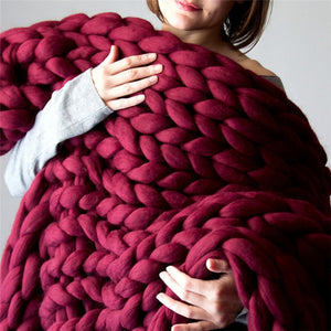 Chunky Knitted Handmade Soft Blanket - Warm Winter Throw