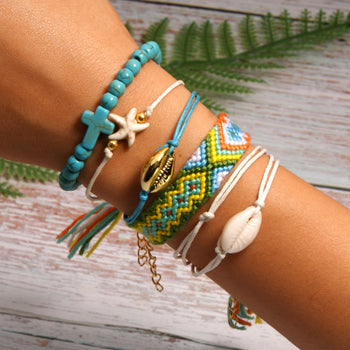 6 Pieces Puka Shell Friendship Charm Bracelet