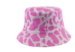 Reversible Black White Cow Pattern Bucket Hat