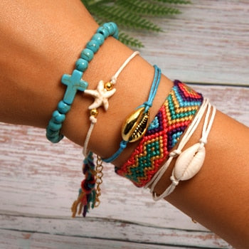 6 Pieces Puka Shell Friendship Charm Bracelet