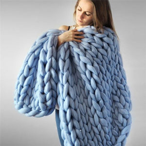 Chunky Knitted Handmade Soft Blanket - Warm Winter Throw