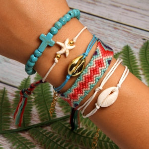 6 Pieces Puka Shell Friendship Charm Bracelet