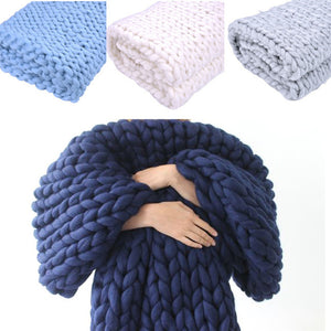 Chunky Knitted Handmade Soft Blanket - Warm Winter Throw