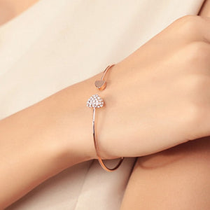 Mujer Pulseras - Adjustable Crystal Double Heart Bracelet