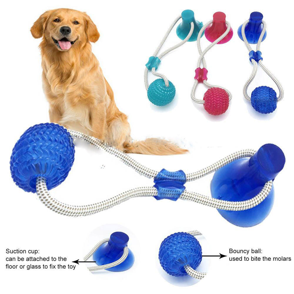 Interactive pet teeth cleaning toy with suction cup