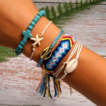 6 Pieces Puka Shell Friendship Charm Bracelet