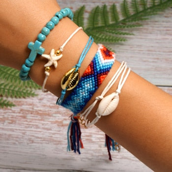 6 Pieces Puka Shell Friendship Charm Bracelet