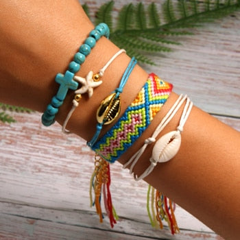 6 Pieces Puka Shell Friendship Charm Bracelet