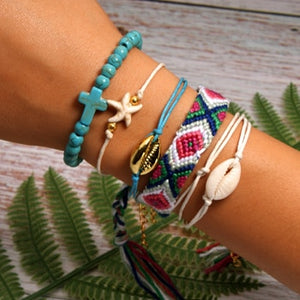 6 Pieces Puka Shell Friendship Charm Bracelet