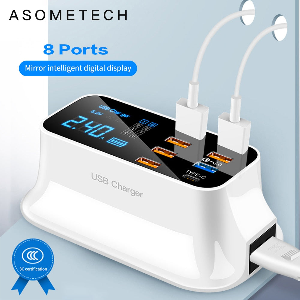 8 Ports Quick Charge 3.0 Led Display