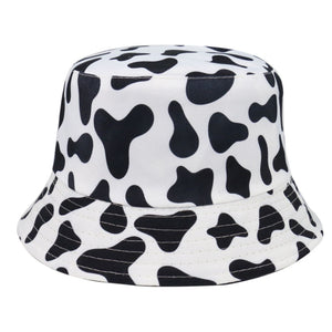 Reversible Black White Cow Pattern Bucket Hat