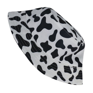 Reversible Black White Cow Pattern Bucket Hat