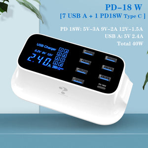 8 Ports Quick Charge 3.0 Led Display