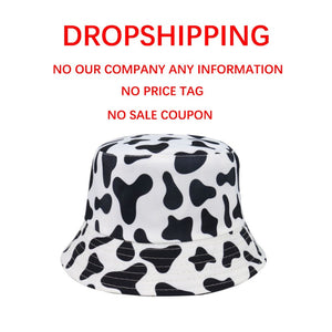 Reversible Black White Cow Pattern Bucket Hat